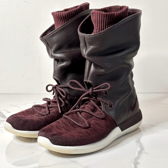 Nike Two Hi Fly Knit Sneaker Boot 8.5 Deep Burgundy - Picture 2 of 8
